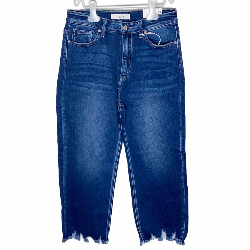 KanCan faded chewed hem ankle mom jeans sz 29